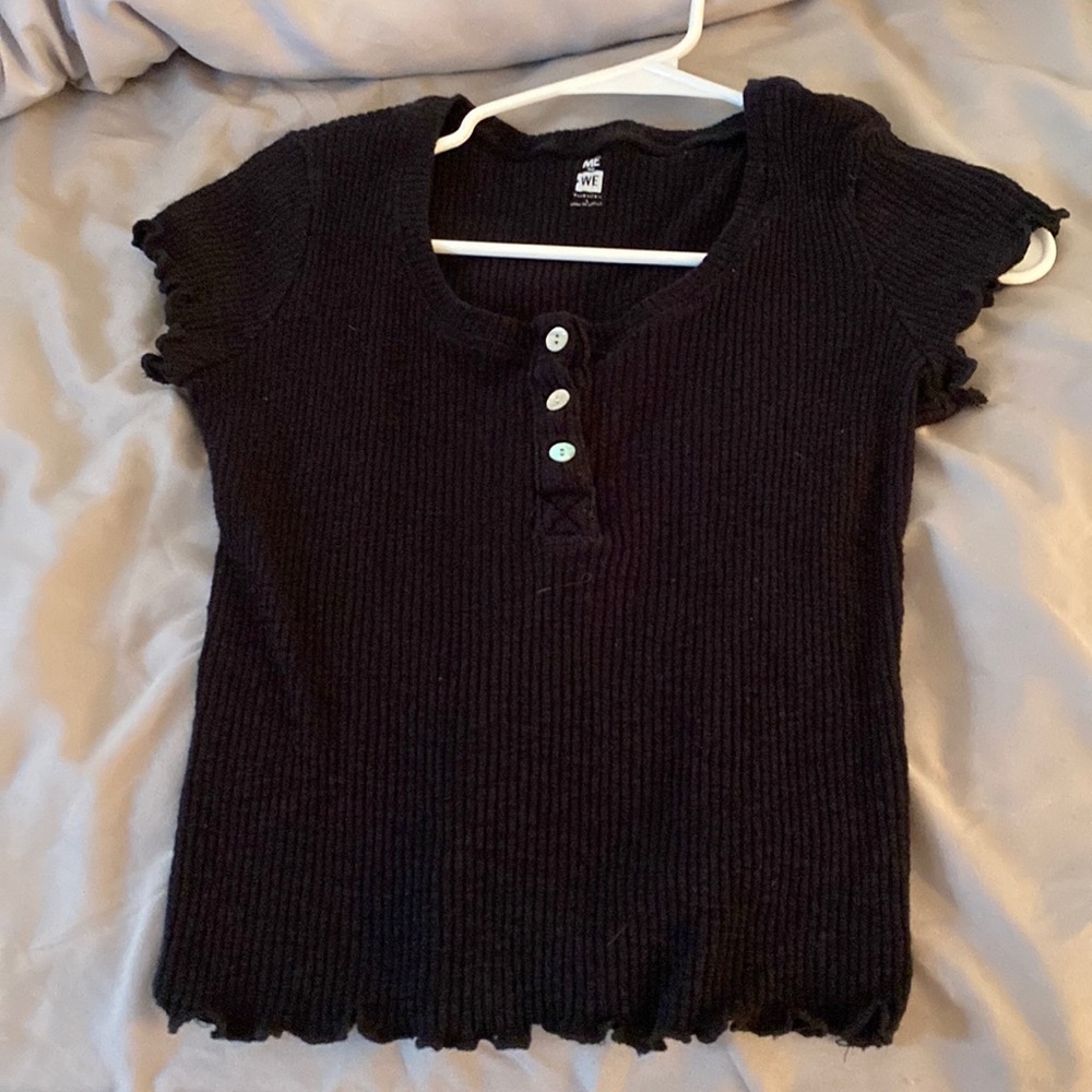 black button up crop top